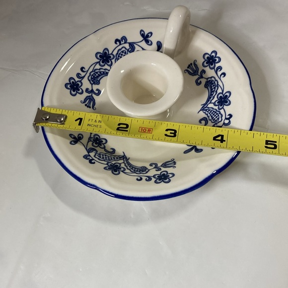 Blue Garden Ceramic Candleholder Set of 2 By Baker Hart & Stuart  Made in Japan - Picture 10 of 13